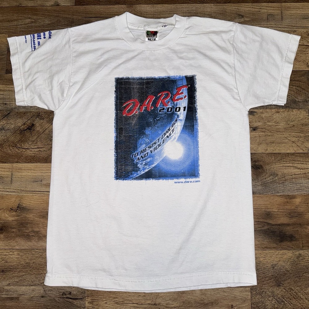 Vintage 2000s DARE To Resist Drugs & Violence Tee Men's Medium Awareness Y2K